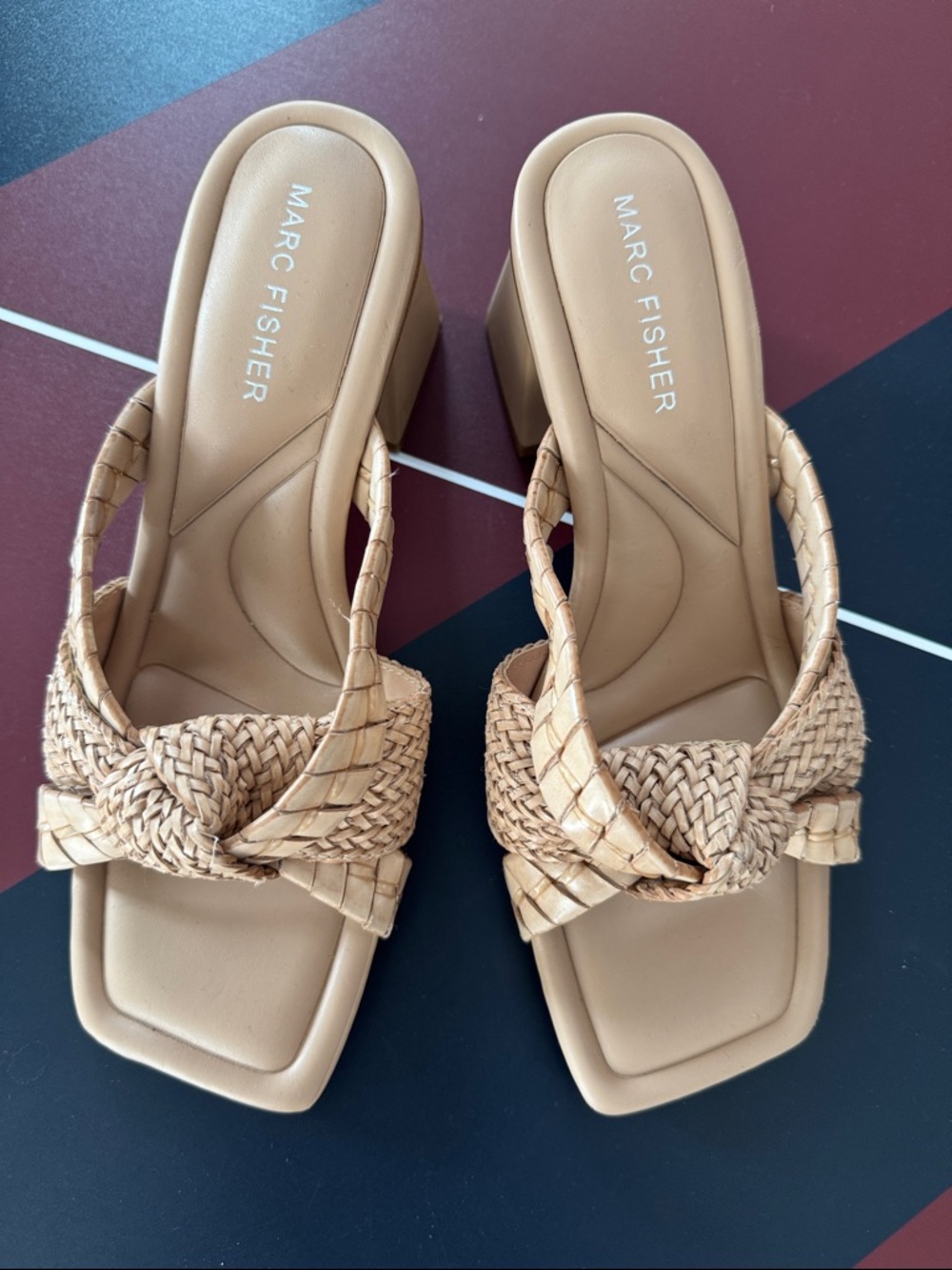 Marc Fisher Braided Tan Slide Mules